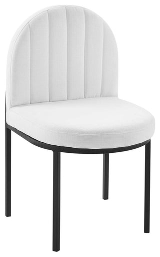Isla Channel Tufted Upholstered Fabric Dining Side Chair-Black White