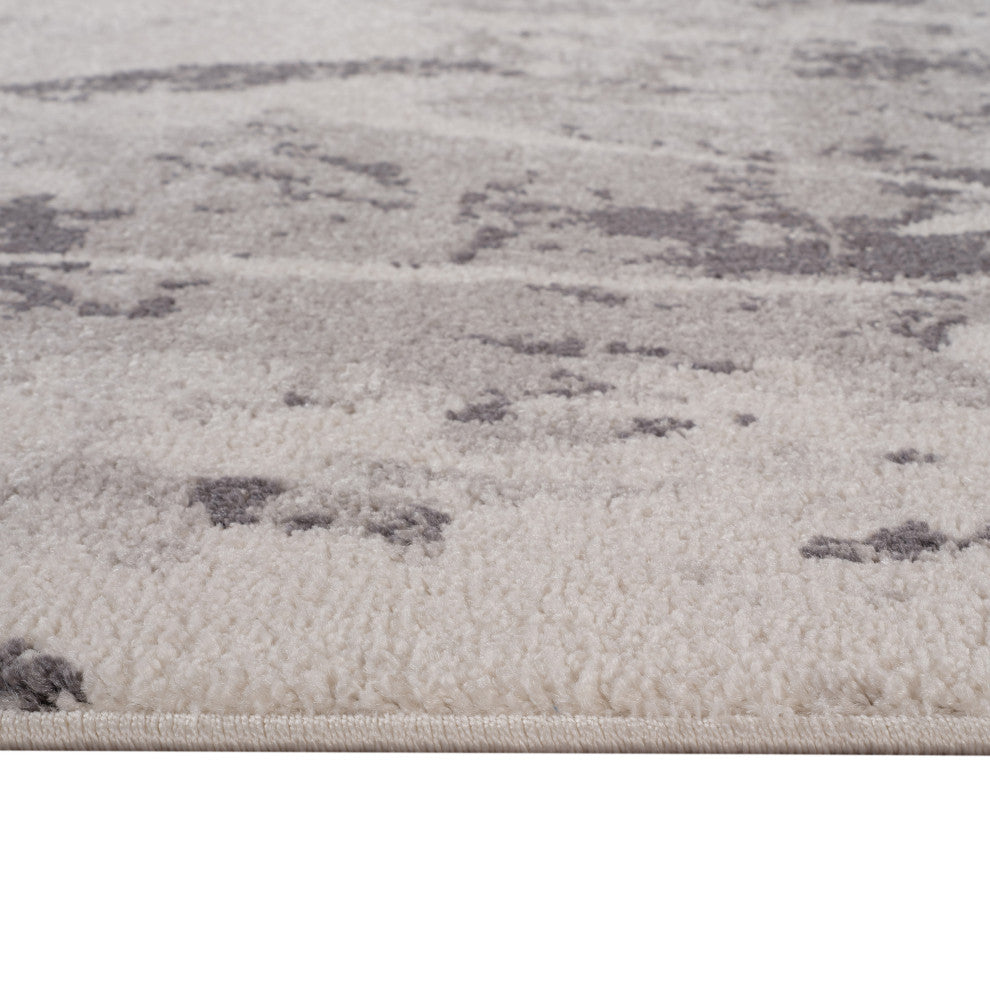 Clifton Abstract Ivory Gray Power-Loom Area Rug 5'3" x 7'6"