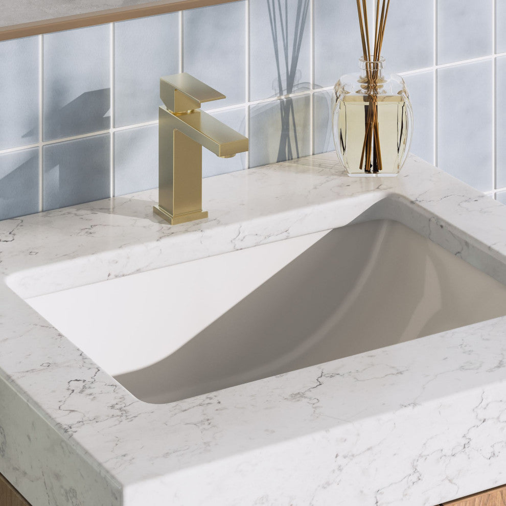 Bahia Bath Vanity, Oak, 24", Brushed Gold Hardware, Single, Freestanding
