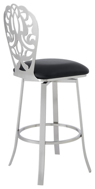 Cherie Contemporary 30" Bar Height Black Faux Leather Barstool