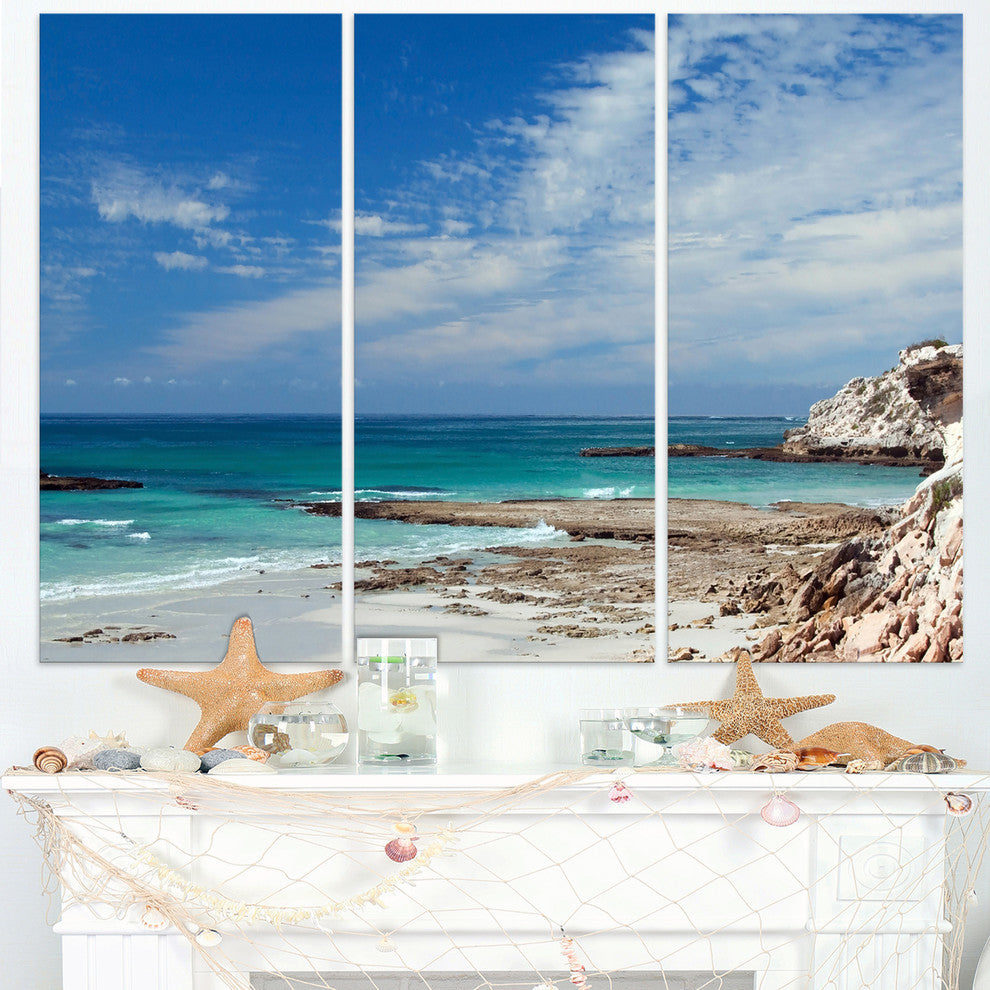 "Rocky Coast Panoramic View" Metal Wall Art, 3 Panels, 36"x28"