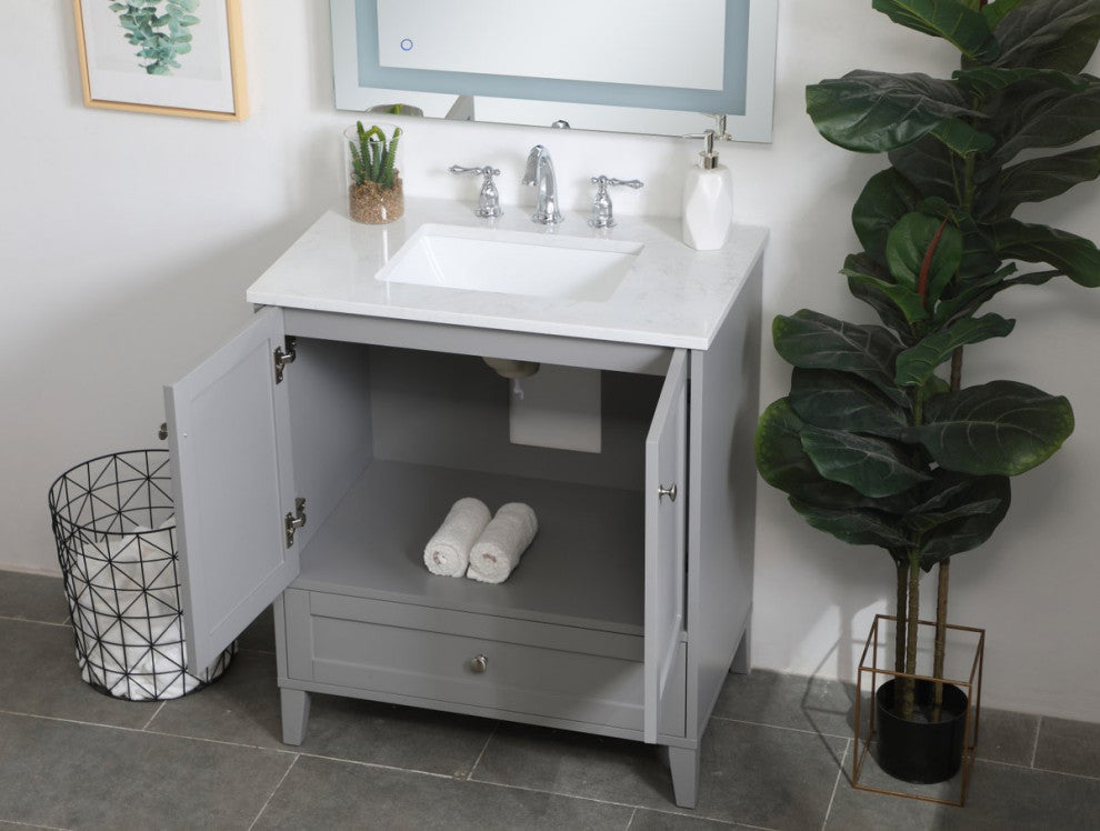 30" Single Bathroom Vanity, Gray