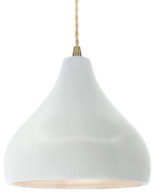 Radiance Medium Droplet 1-Pendant, Gloss White/Gloss White/Antique Brass, Bulb