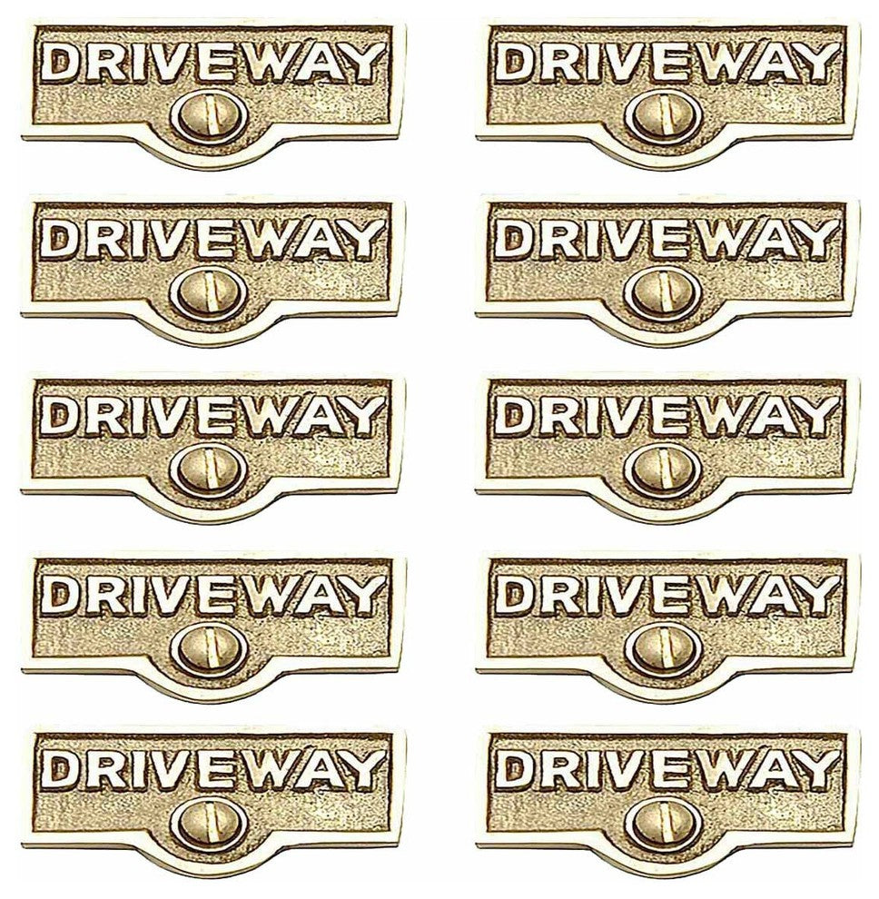10 Switch Plate Tags DRIVEWAY Name Signs Labels Brass |