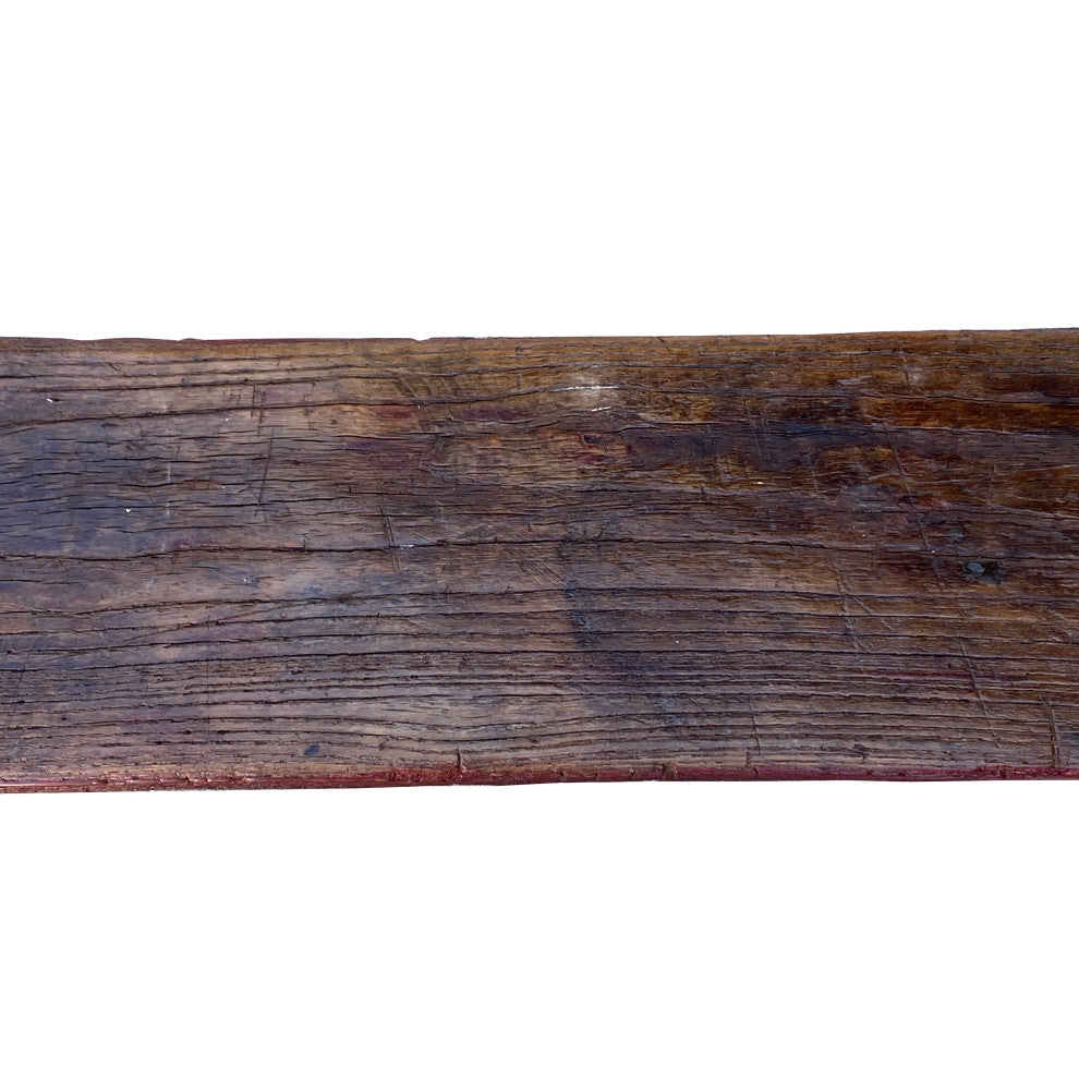 Vintage Brick Red Rural Village Rustic Slim Wood Seating Bench Hcs7359