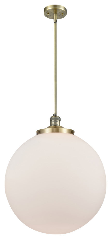 Beacon Pendant, Antique Brass, Matte White