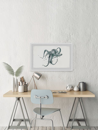 "Wondering Octopus" Framed Painting Print, 24"x16"