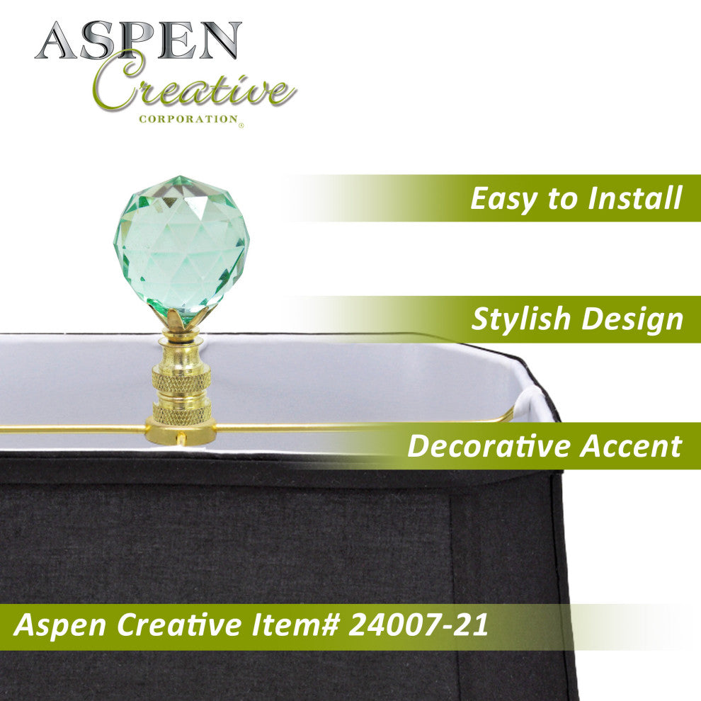 24007-21, 1 Pack, Light Blue Faceted Crystal Lamp Finial, Brass Plated Finish