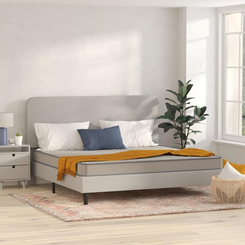 Capri Comfortable Sleep CertiPUR-US Certified Spring Mattress, Mattress in a Box, Gray, King
