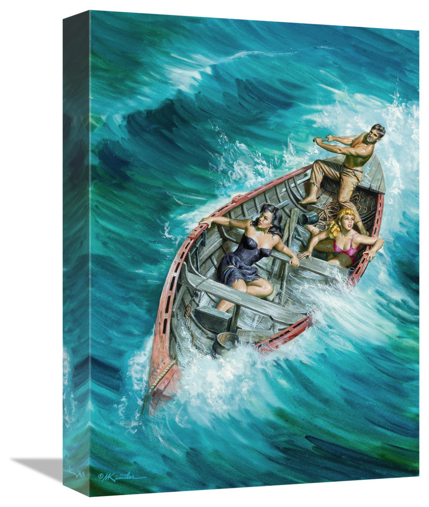 "Survivor Carmody's Two Girl Paradise" Canvas Giclee by Mort Kunstler, 12"x16"