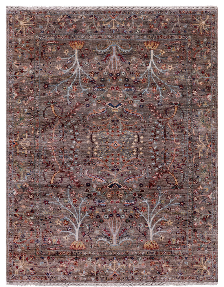 5' 0" X 6' 7" Hand Knotted Persian Tabriz Wool Rug Q10018