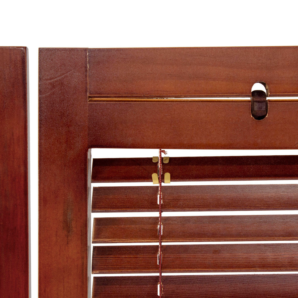 6' Tall Adjustable Shutter Room, Walnut, 3 Panel