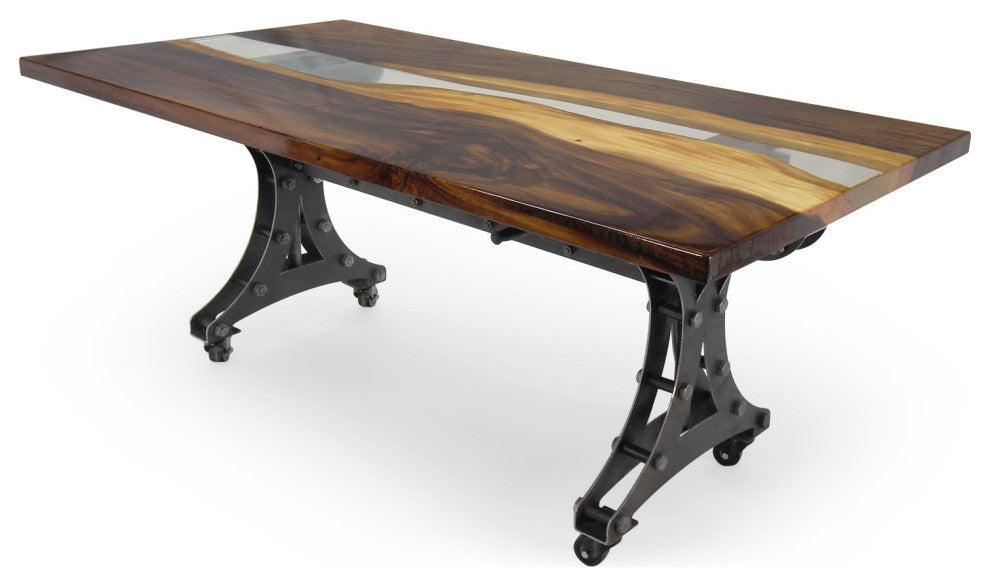 Walnut Live Edge Slab Dining Tabletop - Clear River Resin - 80 x 40 x 2"