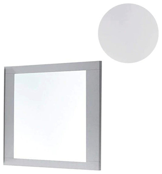 Benzara BM205634 Rectangular Wooden Frame Mirror, White and Silver