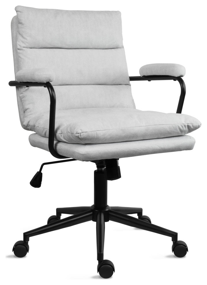 Modern Mid Back Office Chair Ribbed Cloth Seat Kitchen Task Chair or D