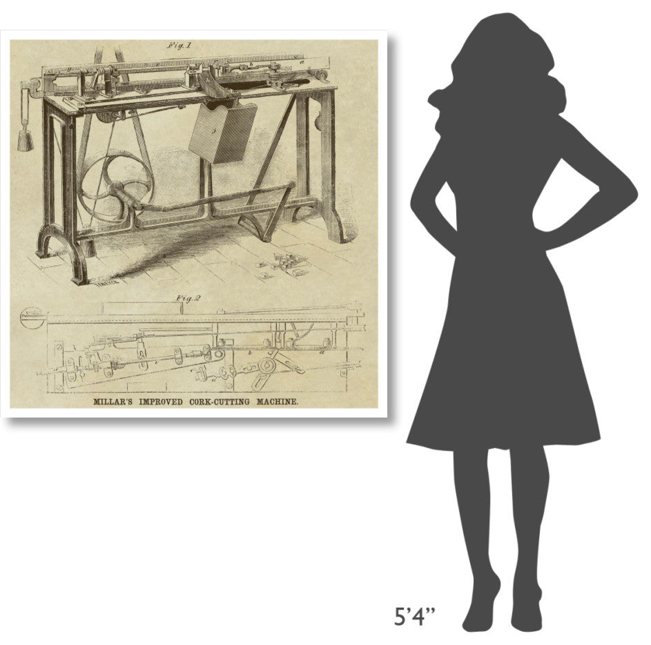 "Millar's Improved Cork Cutting Machine" Paper Print by Inventions, 42"x42"