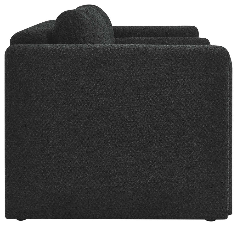 Visible Boucle Fabric Loveseat - Black