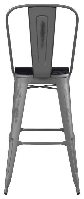 30'' High Indoor Clear Coated Counter Stool, Clear Coated/Black