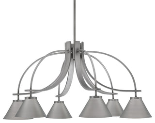 Cavella 6 Light, Chandelier, Graphite Finish, 7" Graphite Cone Metal Shades