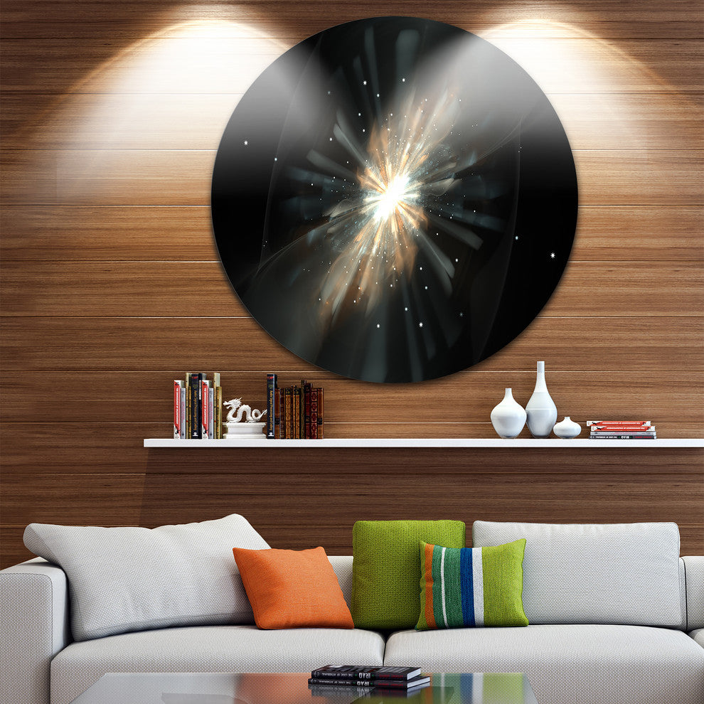 Fractal Star Galaxy, Abstract Digital Art Disc Metal Artwork, 38"