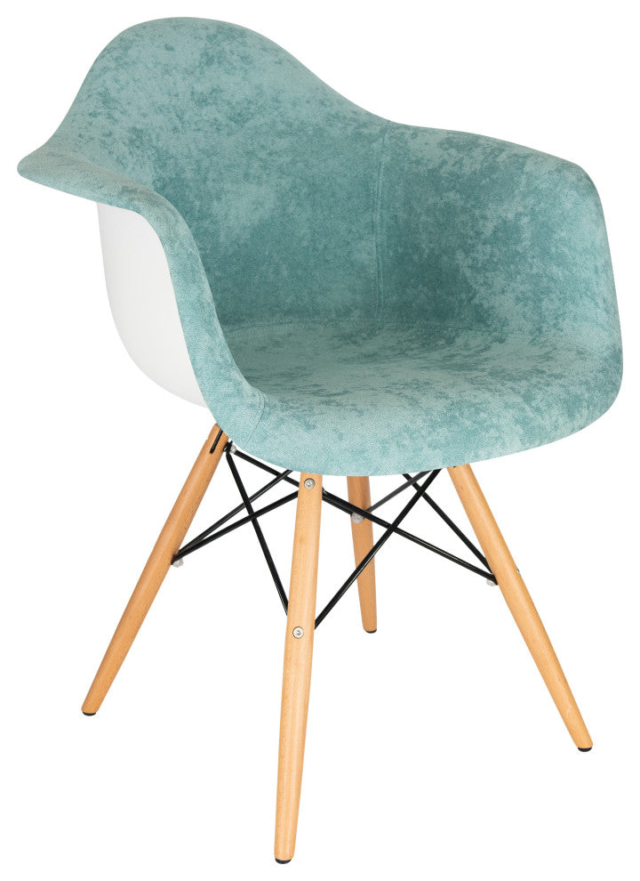 LeisureMod Willow Velvet Eiffel Wooden Base Accent Chair