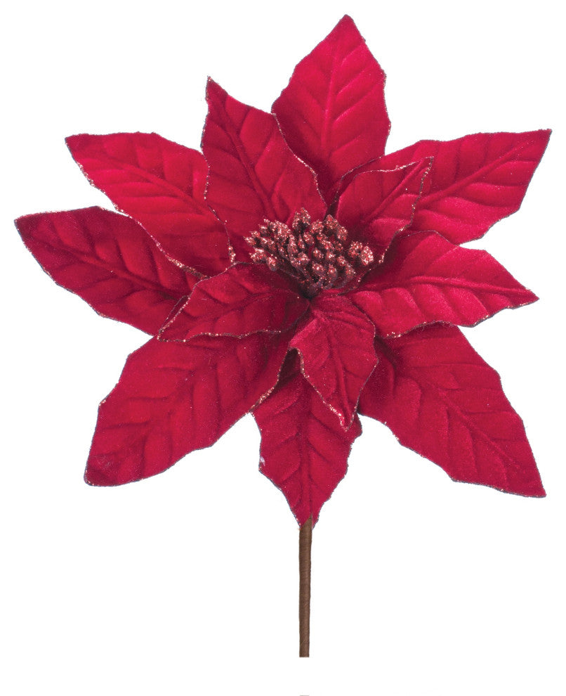 Glittered Poinsettia Stem, Set of 24