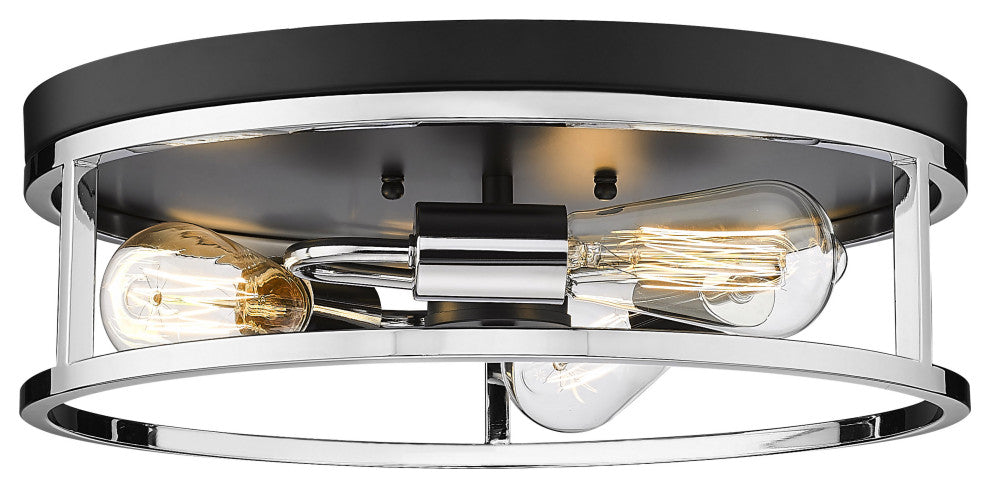 Bethel International YS2180C16BCH 3 Light Flush Mount, Black and Chrome