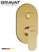 Bravat Brushed Gold Square Shower Set, Valve Mixer 3-Way Concealed Wall Mount