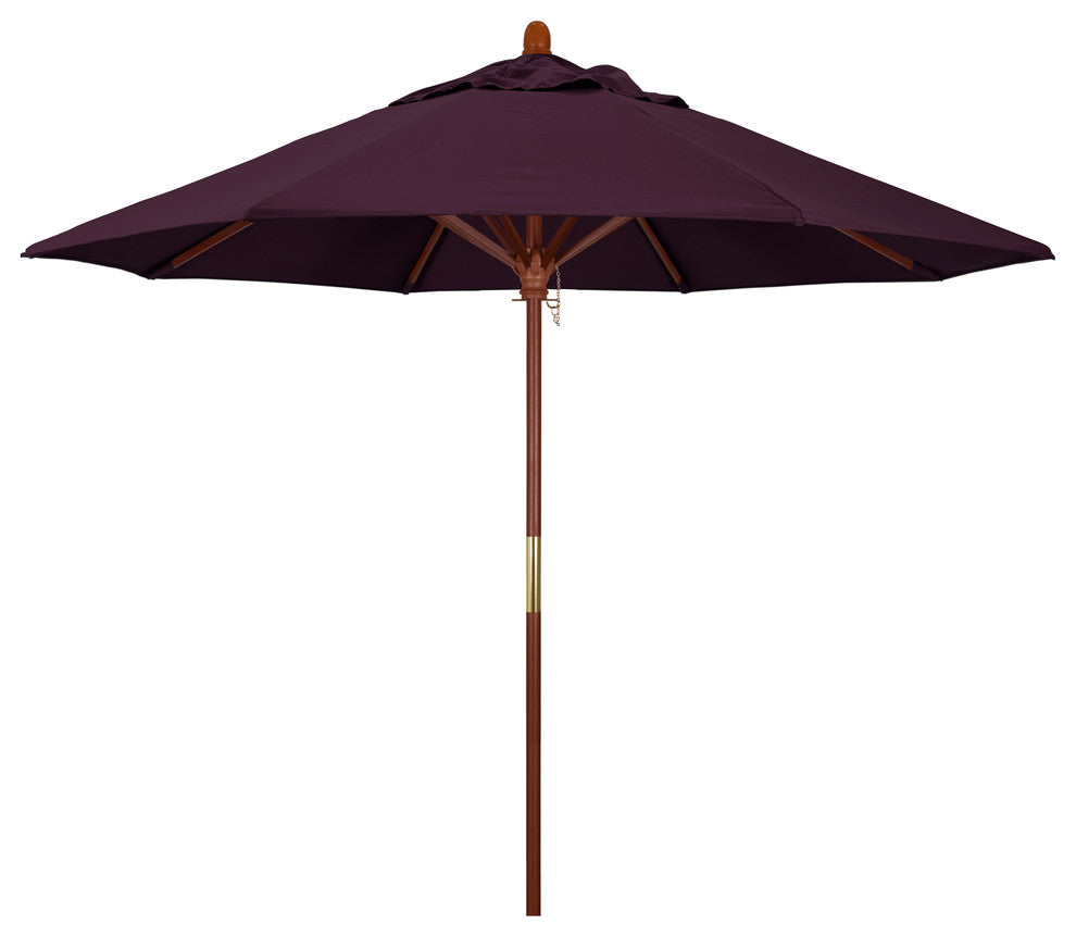 9' Square Push Lift Wood Umbrella, Purple Pacifica