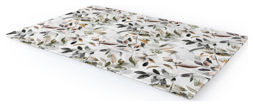 Ninola Design Watercolor Leaves Green gray Area Rug