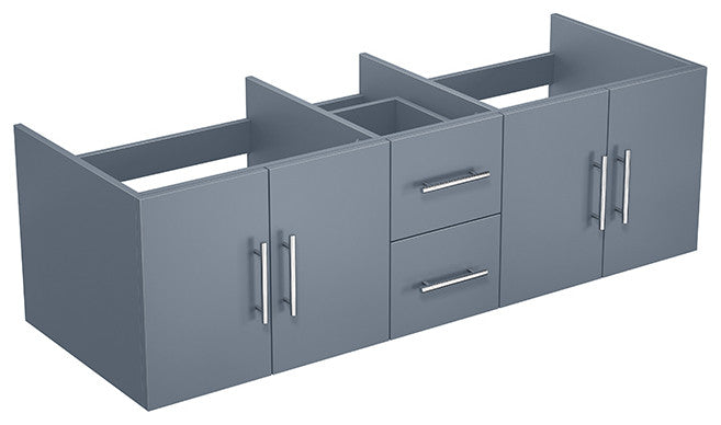 Geneva Transitional Dark Grey 60" Double Vanity with 60" Led Mirror, no Top