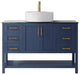 48"? Vanity in Royal Blue with Glass Countertop with White Vessel Sink No Mirror