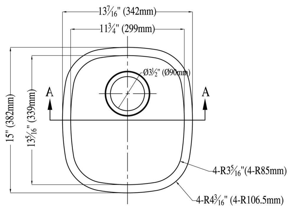 Dawn 3237 Stainless Undermount  Rounded Prep/Bar Sink