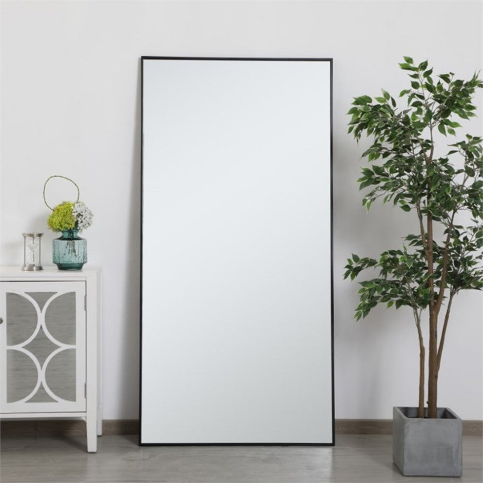 Elegant Decor Eternity 72" x 36" Contemporary Metal Frame Mirror in Black