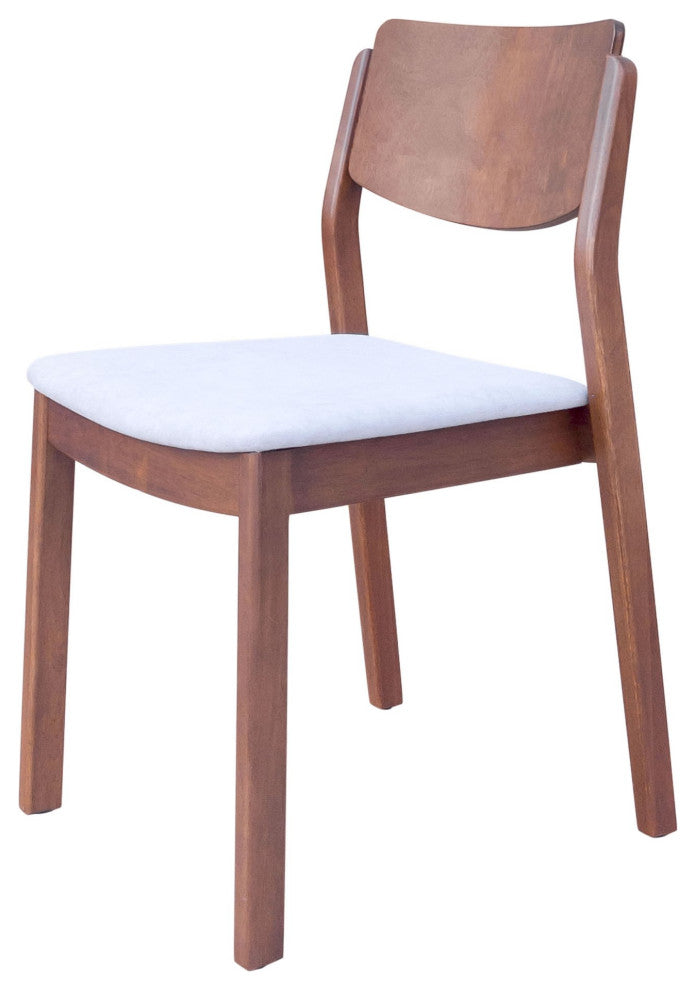Dining Chair, Set of 2, Fabric, Wood, Gray, Walnut, Bar Kitchen Pub Bistro