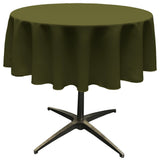 LA Linen Round Polyester Poplin, Olive, 51" Round