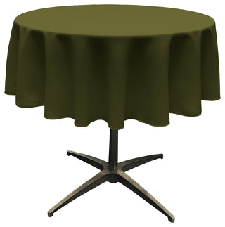 LA Linen Round Polyester Poplin, Olive, 51" Round