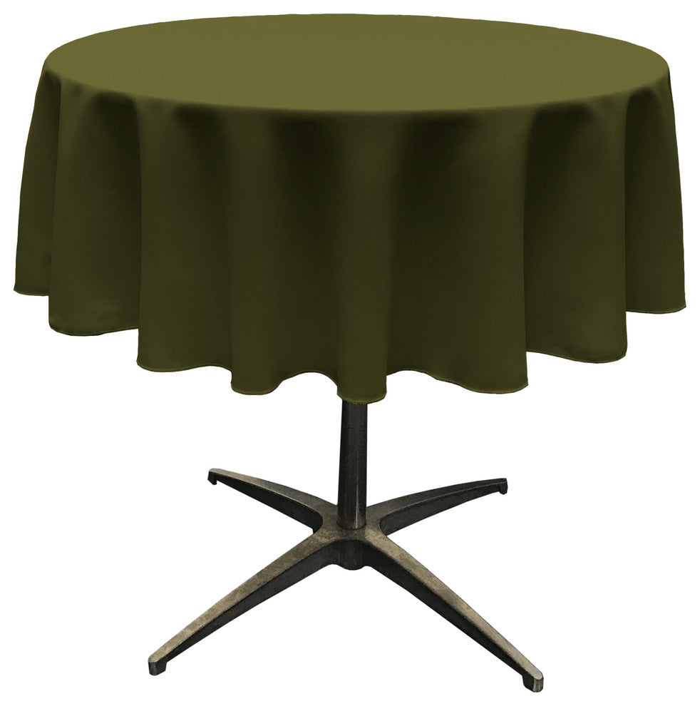 LA Linen Round Polyester Poplin, Olive, 51" Round