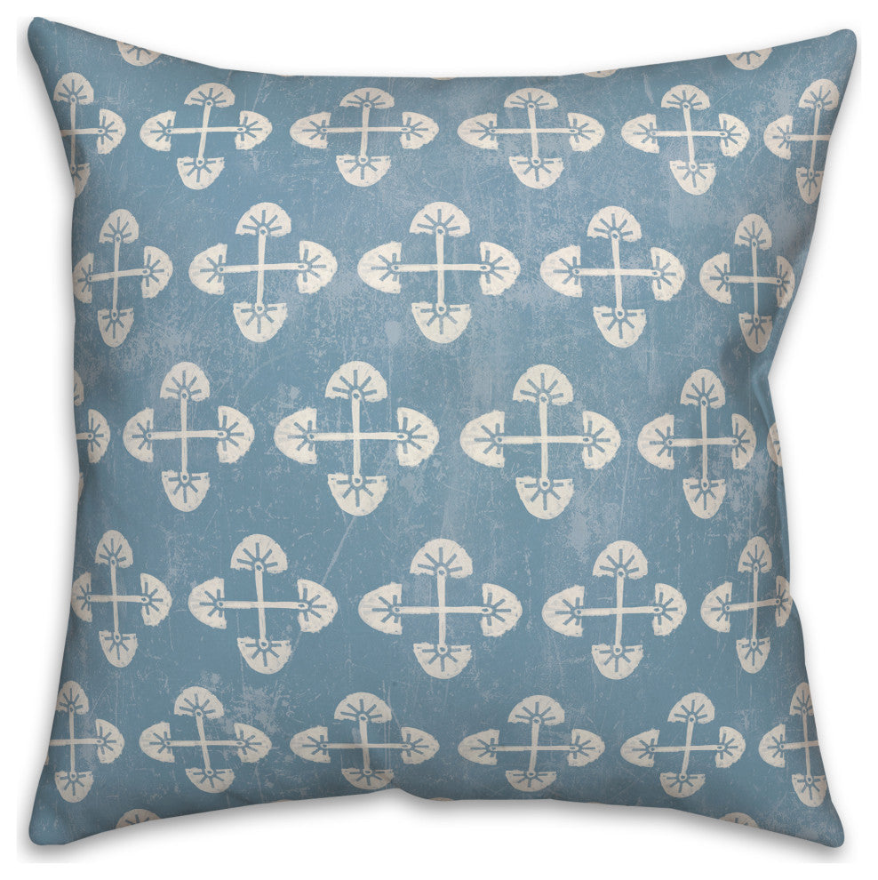 Blue Tribal Pattern 18x18 Spun Poly Pillow