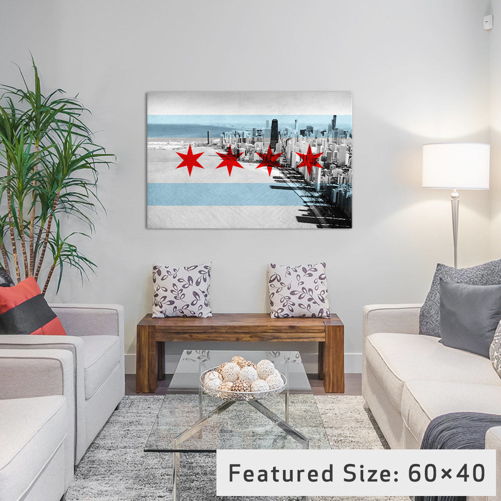"Chicago City Flag (Downtown Skyline)" by iCanvas, 40x26x1.5"
