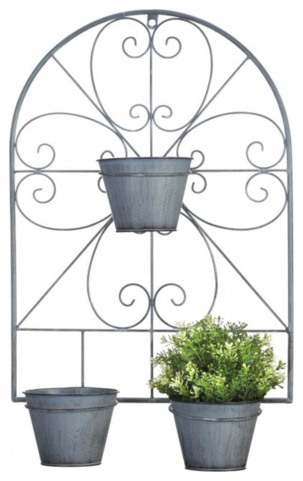 Scrollwork Trellis With Flower Pots