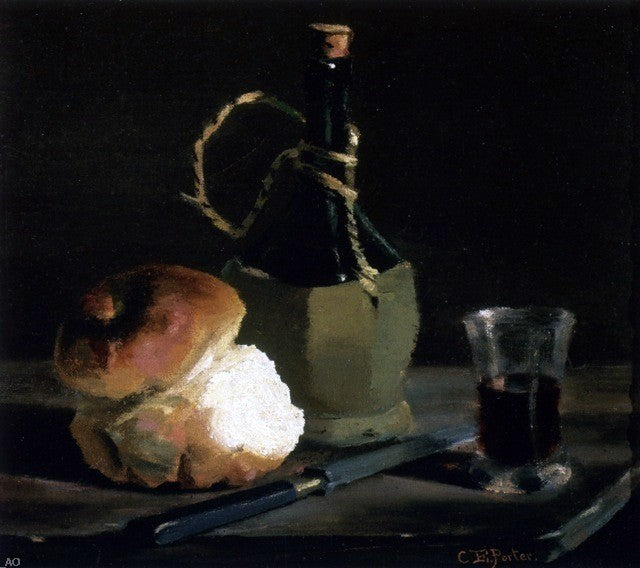 Charles Ethan Porter Still Life with Bread and Wine Bottle Gallery Wrap Canvas