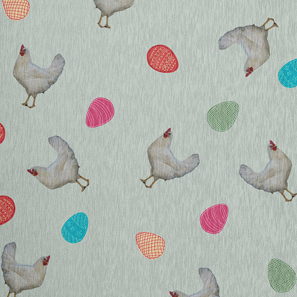 Chickens and Eggs Easter Chenille Rug, Breezeway Green, 5'x7'