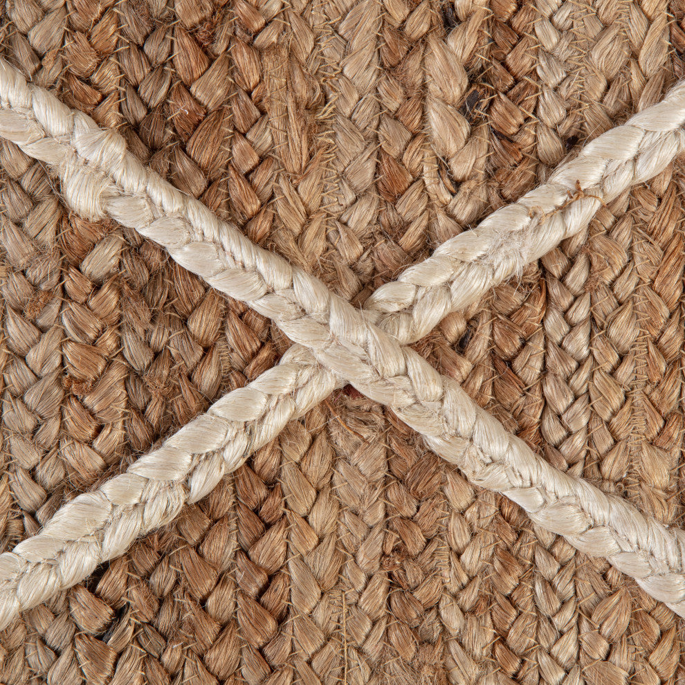 9' x 12' Bougainvillea Natural and Ivory Lattice Braided Area Rug