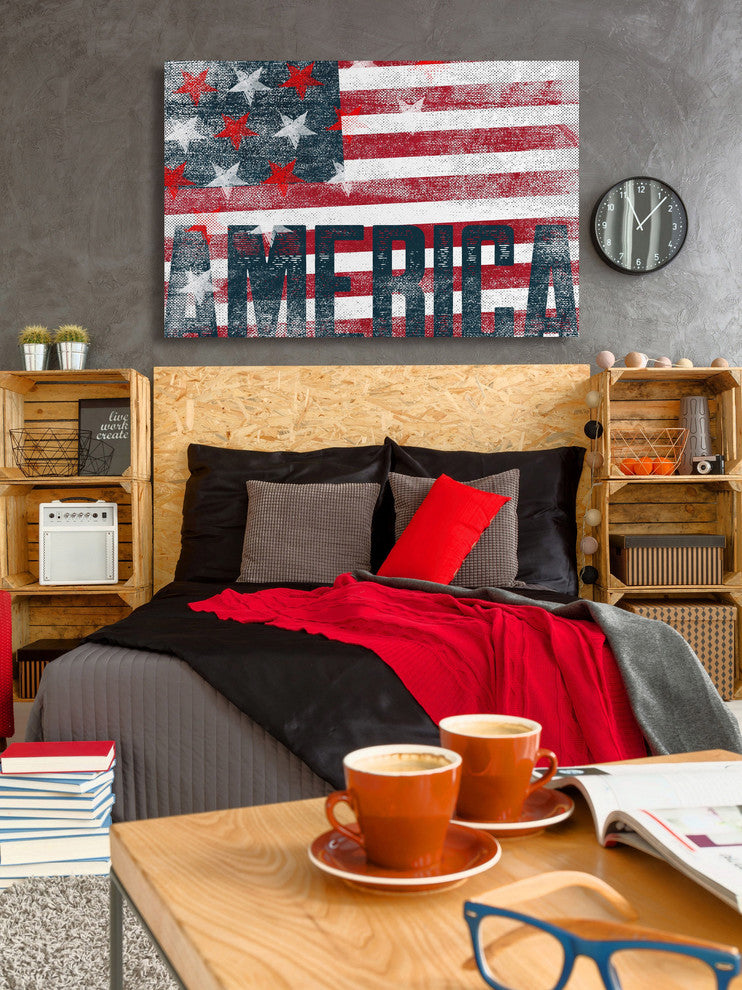 Marmont Hill, "Stars Stripes" by Rick Martin Painting on Wrapped Canvas, 24x16