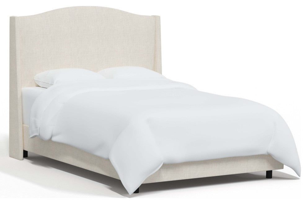 Camelback Wingback Bed, Linen Talc, Queen