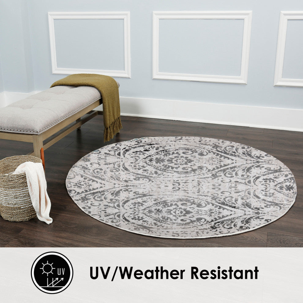 Home Dynamix Area Rugs: Patio Sofia Rugs by Nicole Miller: 4151-123 Ivory-Gray