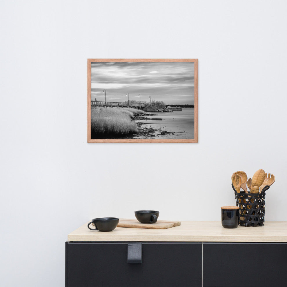 Historic New Castle 2 Coastal Landscape Framed Photo Paper Wall Art Prints, Red Oak, 18" X 24"