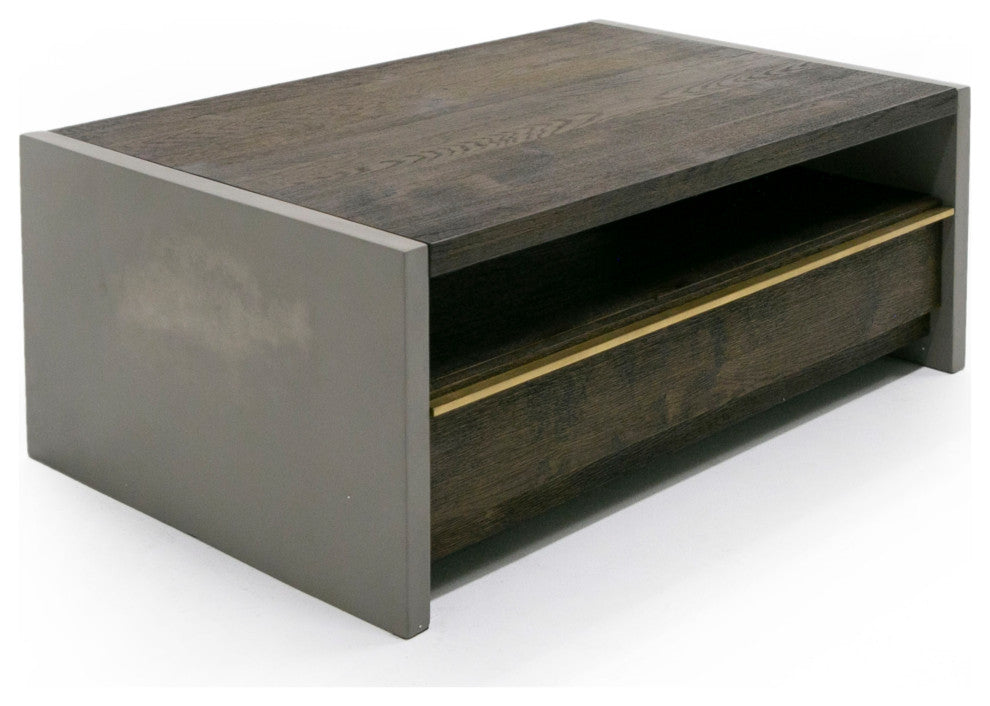 Modrest Melbost Modern Dark Gray Concrete and Walnut Coffee Table