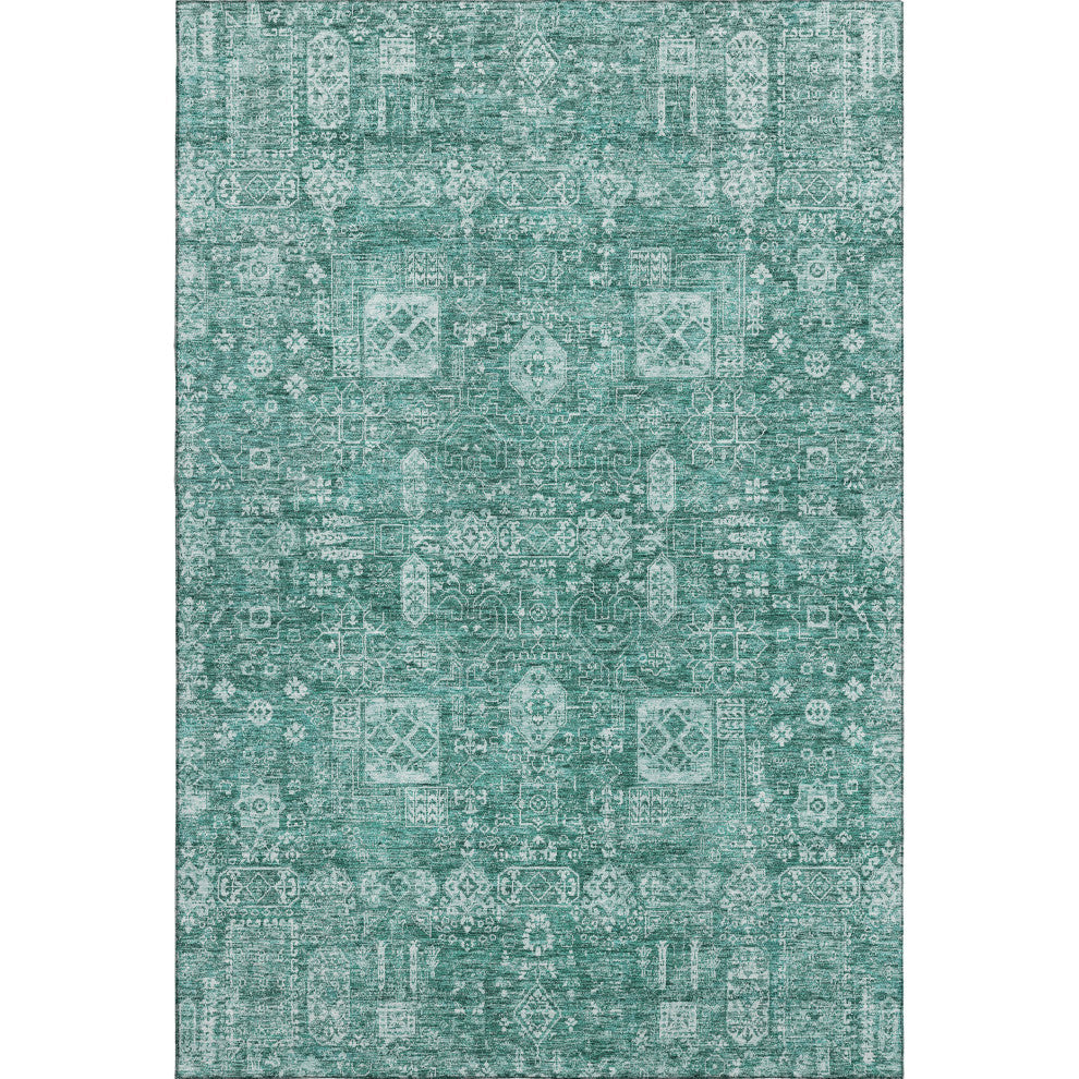 Premium Machine Washable Mayfield AMF637 Teal 3' x 5' Rug
